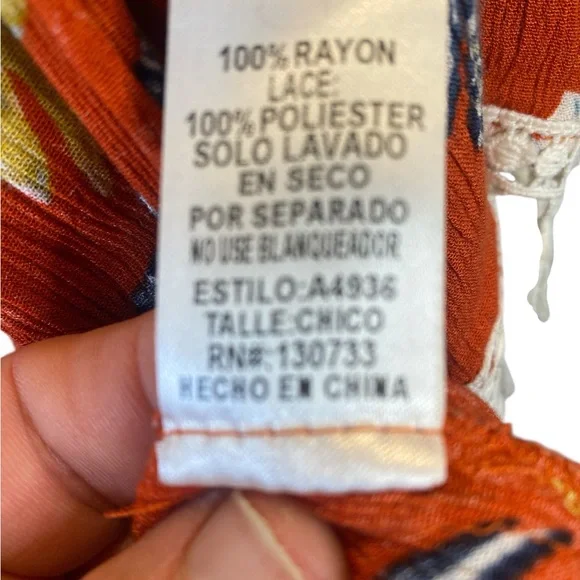 Umgee Rust Orange Floral Kimono Cardigan Small Tassel Fringe BohoFestival Style - Picture 3 of 7